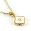 Versatile Titanium Steel Clover And Letter Design Pendant Necklace 18K Gold Plated For Women