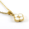 Versatile Titanium Steel Clover And Letter Design Pendant Necklace 18K Gold Plated For Women