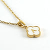 Versatile Titanium Steel Clover And Letter Design Pendant Necklace 18K Gold Plated For Women