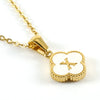 Versatile Titanium Steel Clover And Letter Design Pendant Necklace 18K Gold Plated For Women