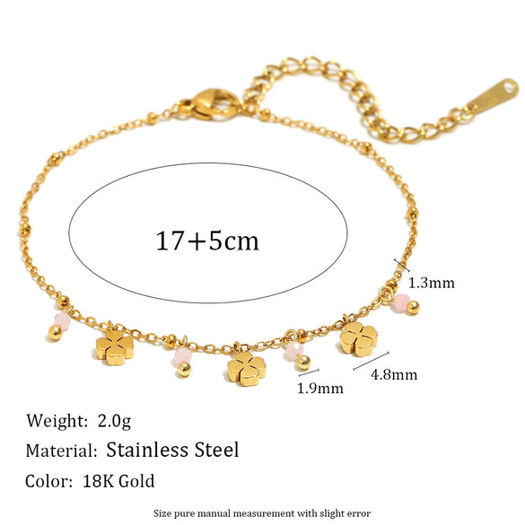 Versatile Trendy Hand Jewelry Stainless Steel 18K Gold Plated Tassel Bracelet With Geometric Shape For Women