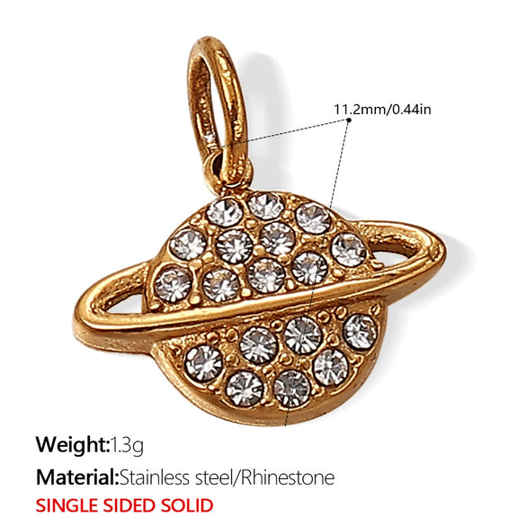 Versatile Trendy Jewelry Pendant 316L Stainless Steel Fivepointed Star Green Rhinestone Electroplating Design