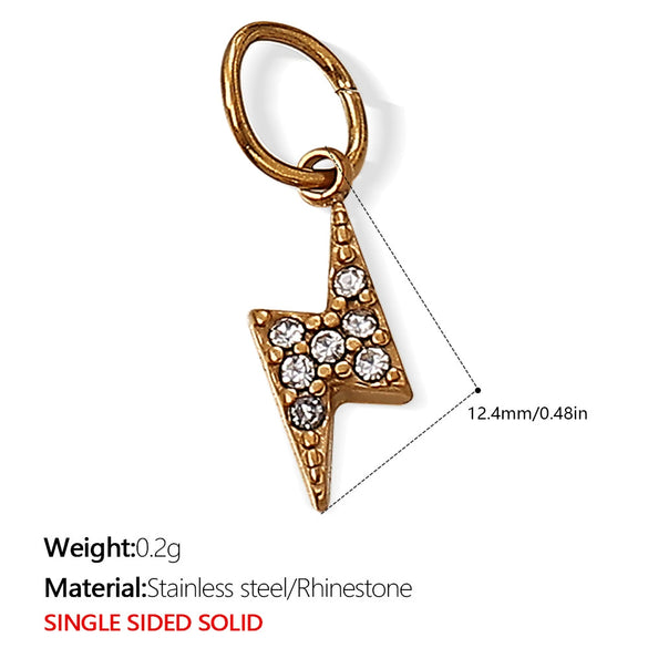 Versatile Trendy Jewelry Pendant 316L Stainless Steel Fivepointed Star Green Rhinestone Electroplating Design