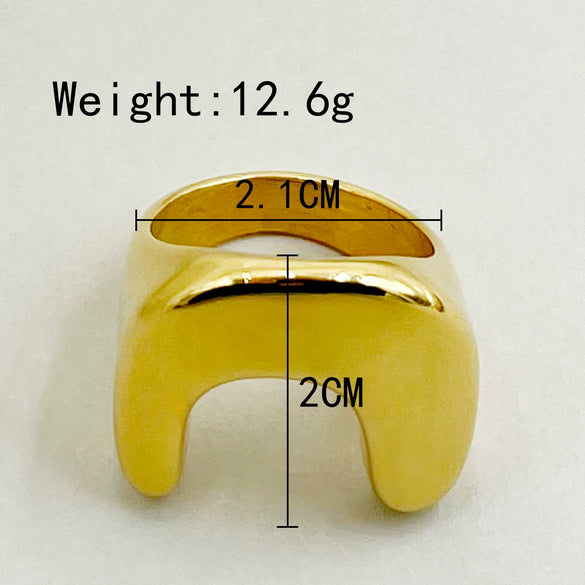 Versatile Ushaped Retro Personality Stainless Steel Goldplated Geometric Ring