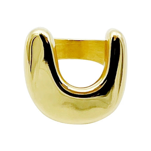 Versatile Ushaped Retro Personality Stainless Steel Goldplated Geometric Ring