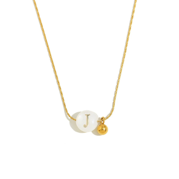 Versatile Vintage Women's Stainless Steel 18K Gold Plated Letter Bead Necklace Jewelry