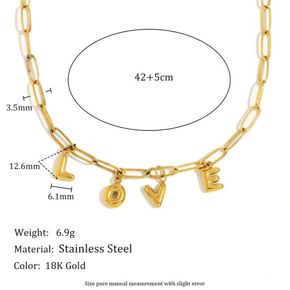 Versatile Women's Stainless Steel And Titanium Steel Letter Necklace With 18K Gold Plated Electroplating