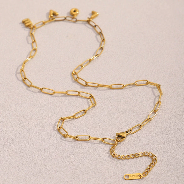 Versatile Women's Stainless Steel And Titanium Steel Letter Necklace With 18K Gold Plated Electroplating