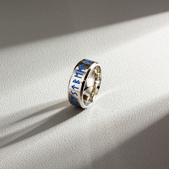 Viking Ring Titanium Steel Jewelry With Letters Numbers Text Electroplated