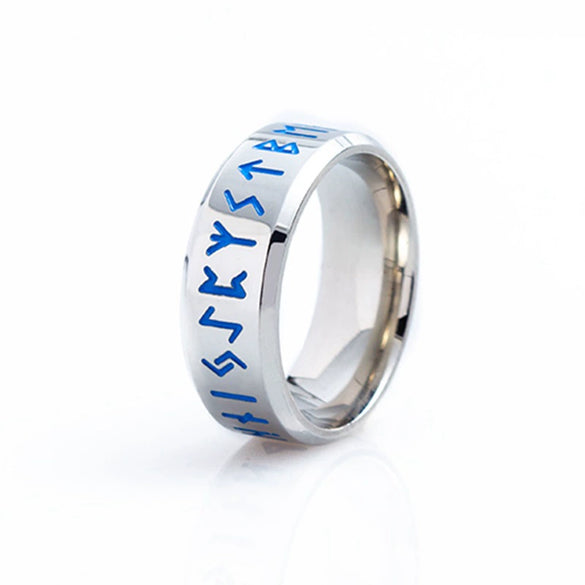 Viking Ring Titanium Steel Jewelry With Letters Numbers Text Electroplated