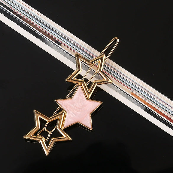 Vintage Acetate Hair Side Clip With Electroplated Frog And Five Pointed Star Accents For Women