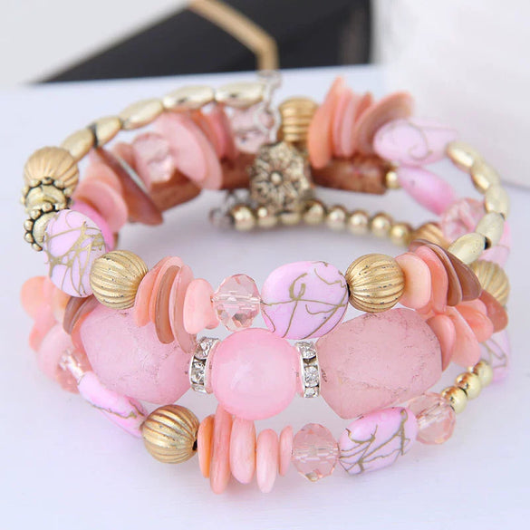Vintage Agate Beaded Multi Layer Winding Bracelet With Geometric Style For Women And Men