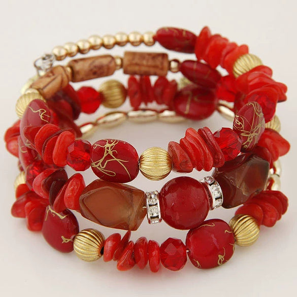 Vintage Agate Beaded Multi Layer Winding Bracelet With Geometric Style For Women And Men
