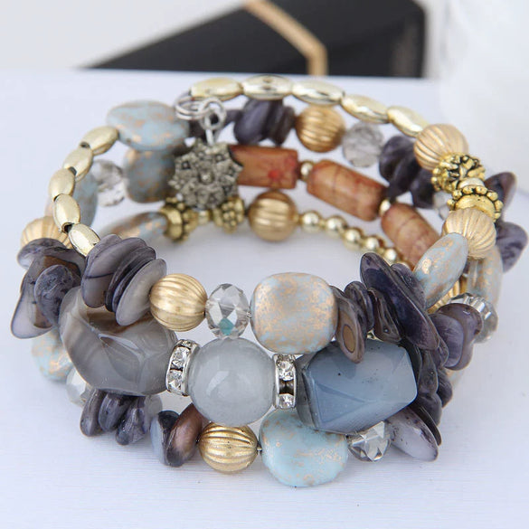Vintage Agate Beaded Multi Layer Winding Bracelet With Geometric Style For Women And Men