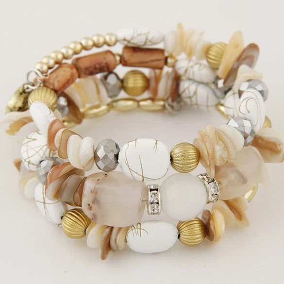 Vintage Agate Beaded Multi Layer Winding Bracelet With Geometric Style For Women And Men