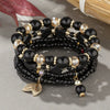 Vintage Alloy Crystal Elastic Multi Layer Beaded Unisex Bracelet With Electroplating Treatment