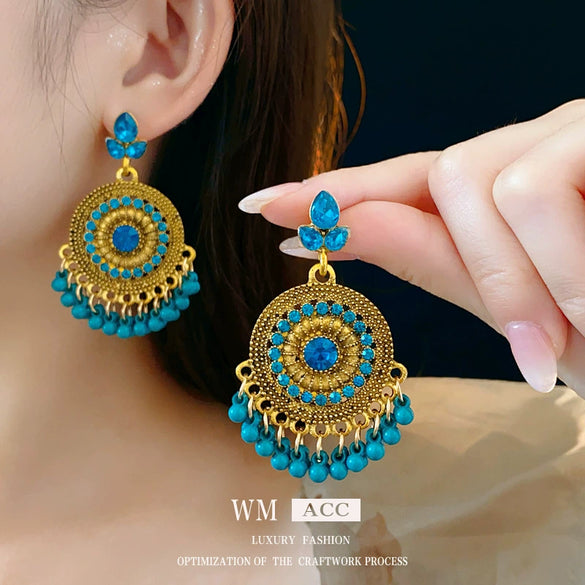 Vintage Alloy Earrings With Geometric Pattern And Electroplating For Women