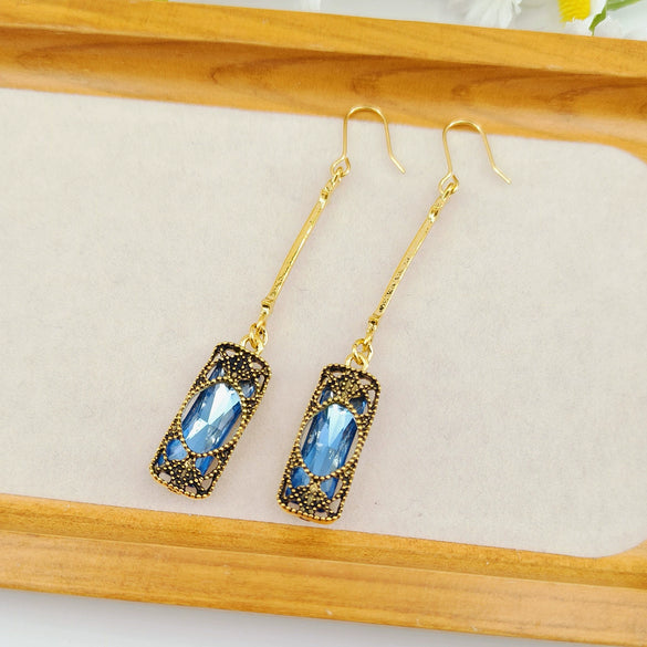 Vintage Alloy Geometric Retro Tassel Earrings For Women With Electroplating
