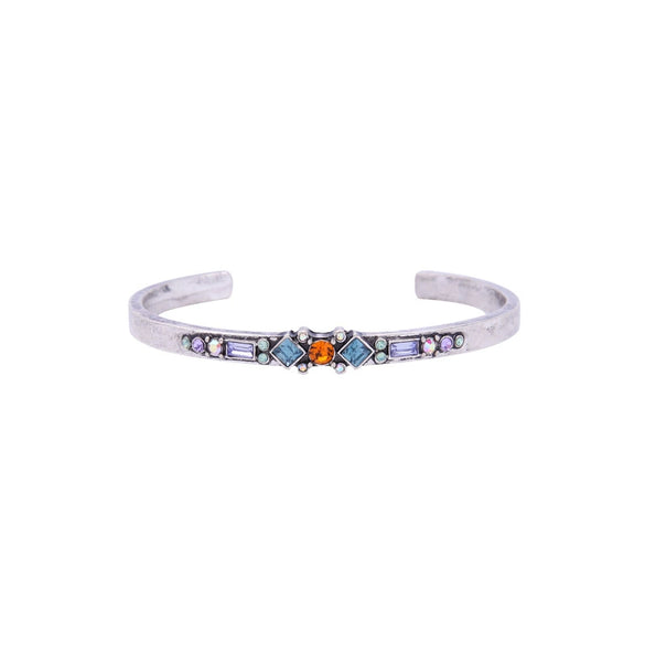 Vintage Alloy Open Flower Bracelet With Diamond Inlay Simple Fashion Bangle Accessory