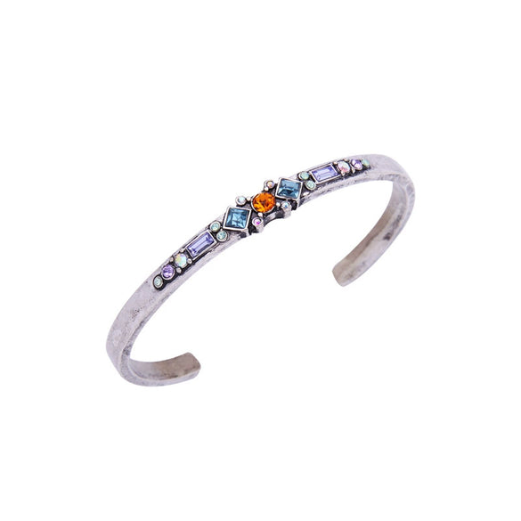 Vintage Alloy Open Flower Bracelet With Diamond Inlay Simple Fashion Bangle Accessory