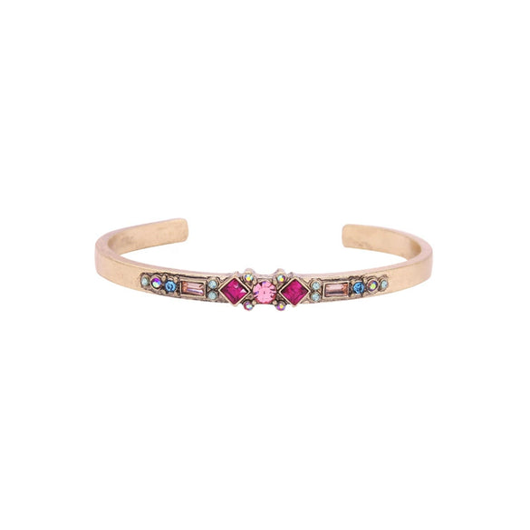 Vintage Alloy Open Flower Bracelet With Diamond Inlay Simple Fashion Bangle Accessory