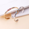 Vintage Alloy Open Flower Bracelet With Diamond Inlay Simple Fashion Bangle Accessory