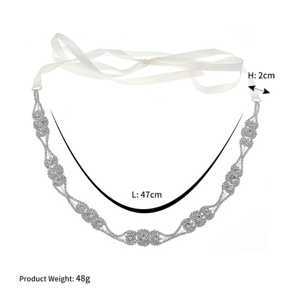 Vintage Alloy Soft Chain Waist Belt With Ribbon And Sunflower Rhinestone Detail For Bridal Dress Wedding Accessories