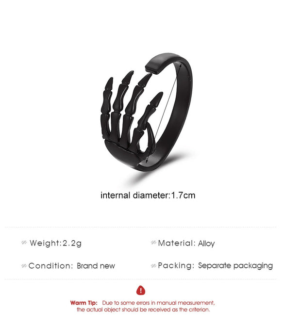 Vintage Antique Open Claw Punk Gothic Adjustable Ring For Women In Alloy With Geometric Pattern And Electroplating