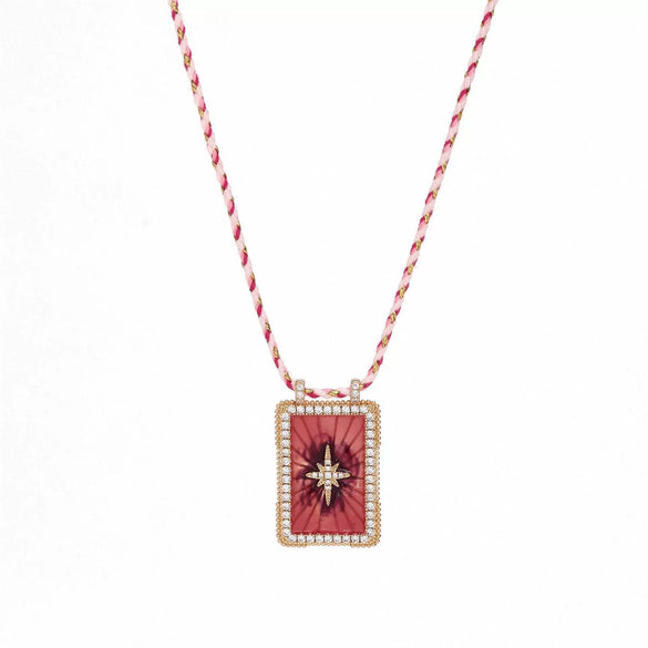 Vintage Artistic Tarot Necklace Copper Mixed Gemstone Inlay Diamond Design