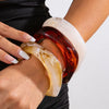 Vintage Asymmetrical Smudged Round Wide Acrylic Bracelet For Women Electroplated