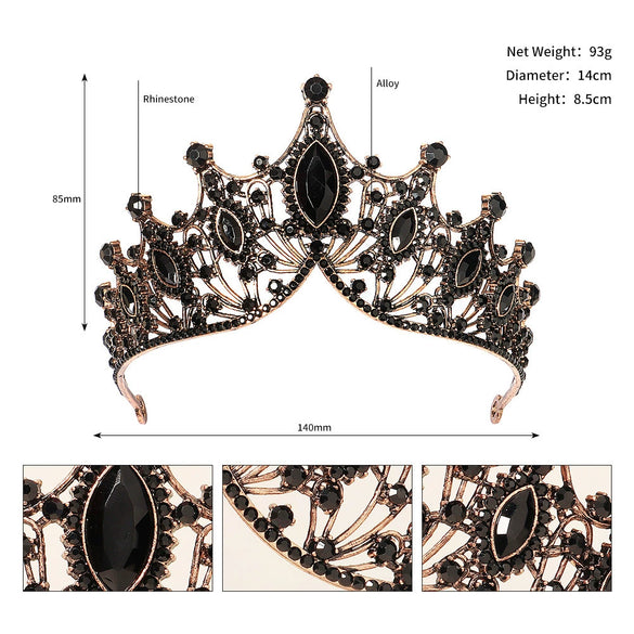 Vintage Baroque Rhinestone Crown Headpiece For Women Luxury Bridal Wedding Hair Accessory With Elegant Retro Detailing