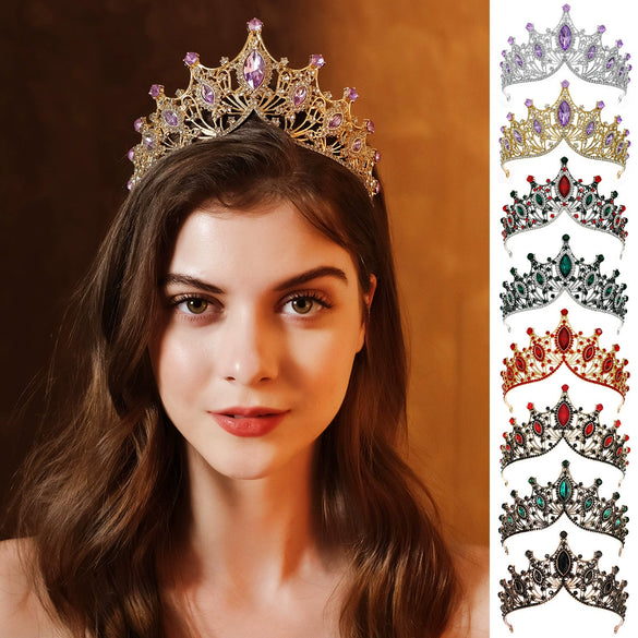 Vintage Baroque Rhinestone Crown Headpiece For Women Luxury Bridal Wedding Hair Accessory With Elegant Retro Detailing