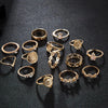 Vintage Beauty Head Alloy Coin Cross Pattern Rhinestone Love Ring Set Nhgy125437