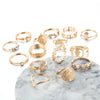 Vintage Beauty Head Alloy Coin Cross Pattern Rhinestone Love Ring Set Nhgy125437