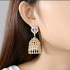 Vintage Bellshaped Geometric Zircon Drop Earrings In Electroplated Copper For Women