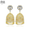 Vintage Bellshaped Geometric Zircon Drop Earrings In Electroplated Copper For Women