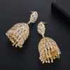 Vintage Bellshaped Geometric Zircon Drop Earrings In Electroplated Copper For Women