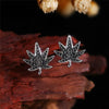 Vintage Blackened Craft Copper Maple Leaf Stud Earrings