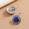 Vintage Bohemian Cat Eye Geometric Alloy Earrings With Antique Silver Finish And French Hook Design For Women