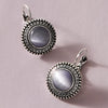 Vintage Bohemian Cat Eye Geometric Alloy Earrings With Antique Silver Finish And French Hook Design For Women