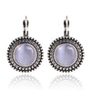 Vintage Bohemian Cat Eye Geometric Alloy Earrings With Antique Silver Finish And French Hook Design For Women