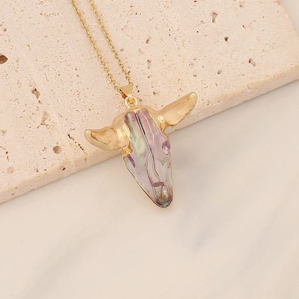 Vintage Calf Head Pendant Bohemian Stainless Steel Necklace With Electroplating And Animal Zodiac Styling