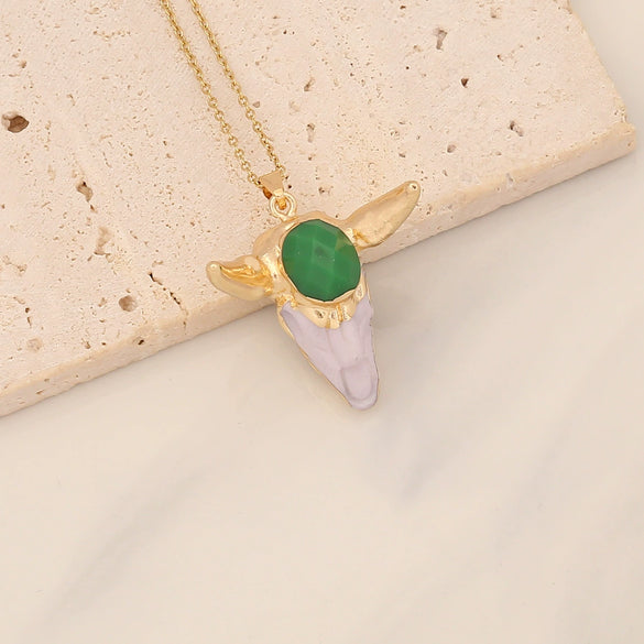 Vintage Calf Head Pendant Bohemian Stainless Steel Necklace With Electroplating And Animal Zodiac Styling