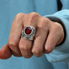 Vintage Carved Floral Glazed Alloy Joint Ring Exaggerated Index Finger Statement Ring For Unisex Fashion
