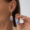 Vintage Ceramic Flower Heartshaped Print Pendant Earrings For Women