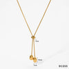 Vintage Cold Style Women's Light Luxury Fashion Simple Pull Out Stainless Steel Heart Shaped Pendant Necklace With Electroplating