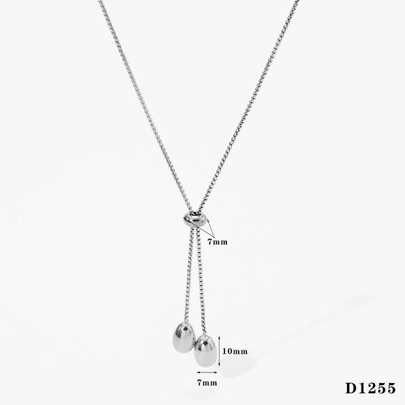 Vintage Cold Style Women's Light Luxury Fashion Simple Pull Out Stainless Steel Heart Shaped Pendant Necklace With Electroplating