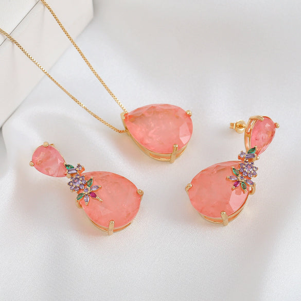 Vintage Copper Earrings And Necklaces With Love Water Drops Bells Pattern Electroplated