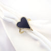 Vintage Copper Electroplated Ring For Women With Micro Paved Zircon And Shell Stone Heart Shaped Open Wide Band Design