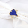 Vintage Copper Electroplated Ring For Women With Micro Paved Zircon And Shell Stone Heart Shaped Open Wide Band Design